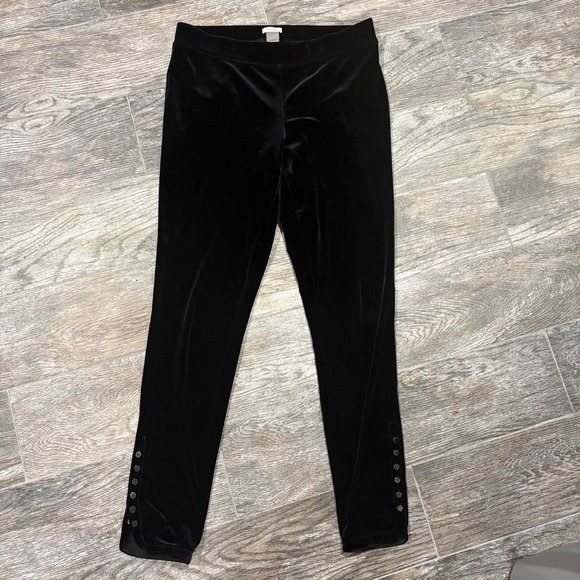 Cache Pants - Cache Black Velvet Leggings Silver Buttons sz M Whimsigoth Holiday Classic